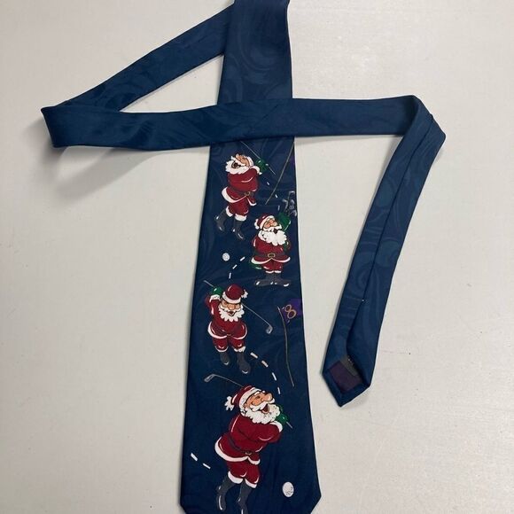 JINGLE BELLS,Golfing Santa, Men’s Tie, 56X4 - Picture 5 of 11
